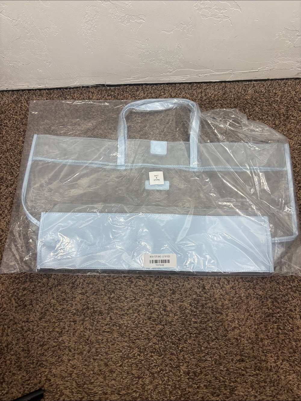 NIB Salt & Stone MeahTote Bag with Light Blue Trim